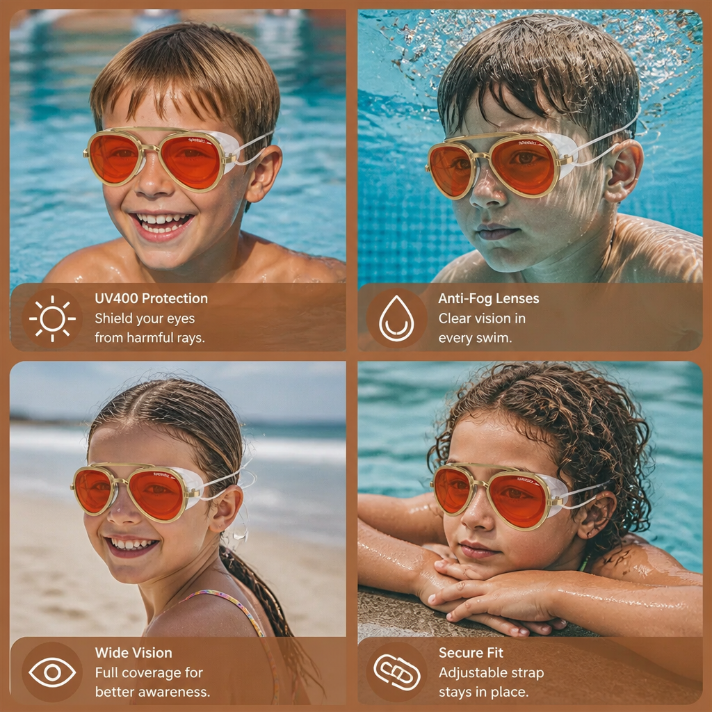 Pro Aviator Swim Goggles – UV400 Protection, Anti-Fog & Full Coverage Fit