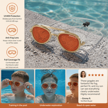 Pro Aviator Swim Goggles – UV400 Protection, Anti-Fog & Full Coverage Fit