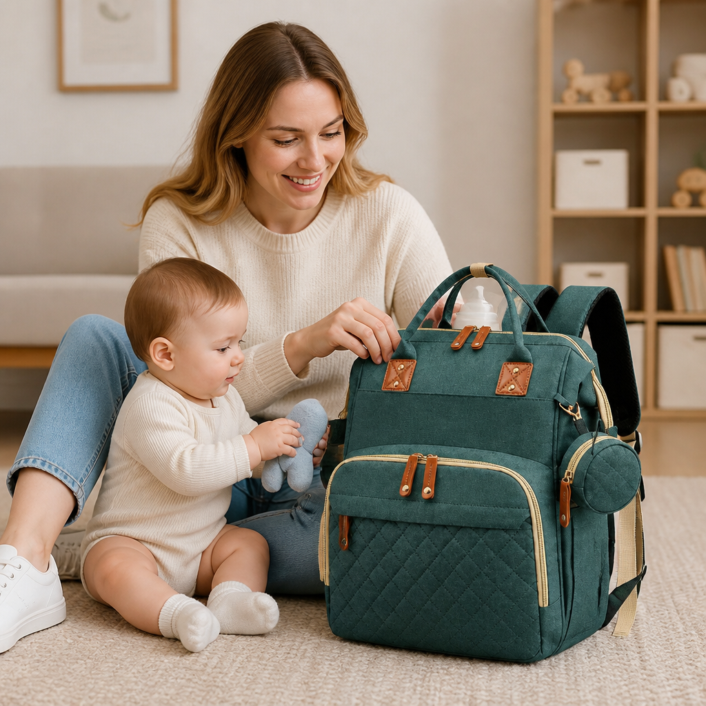3 in 1 Travel Diaper Backpack with Foldable Baby Bed in Eight Colors