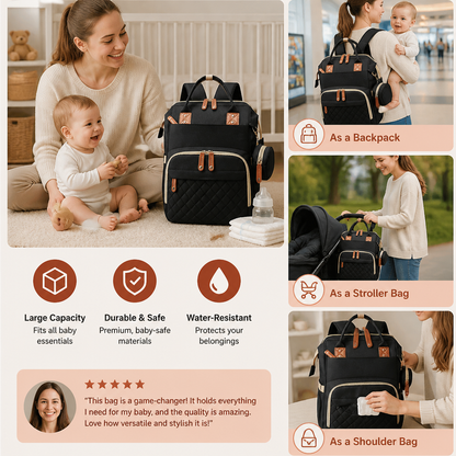 3-in-1 Travel Diaper Backpack with Foldable Baby Bed – Perfect for On-the-Go Parents