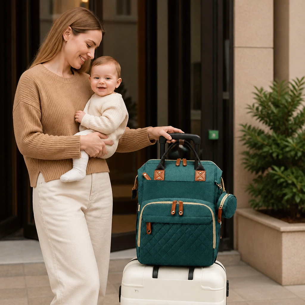 3-in-1 Travel Diaper Backpack with Foldable Baby Bed – Perfect for On-the-Go Parents