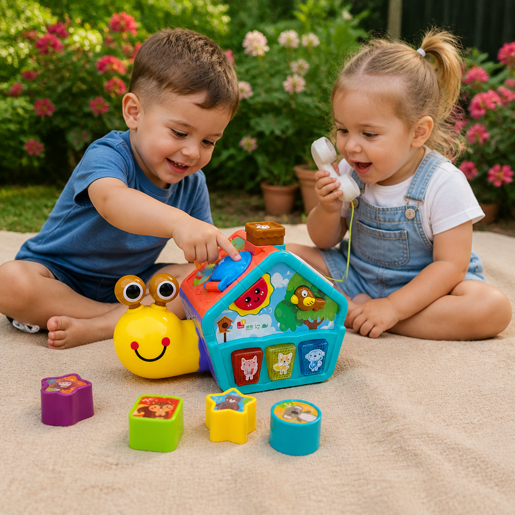 Baby Snail Learning Toy with Phone, Shape Sorter & Animal Sounds