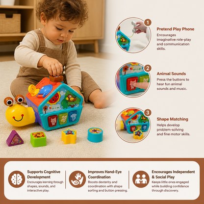 Baby Snail Learning Toy with Phone, Shape Sorter & Animal Sounds