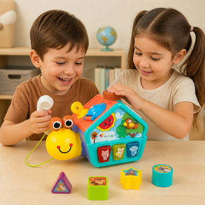 Baby Snail Learning Toy with Phone, Shape Sorter & Animal Sounds