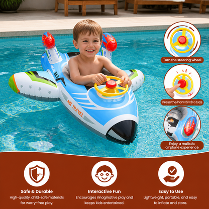 Inflatable Jet Fighter Pool Float with Seat & Steering Wheel