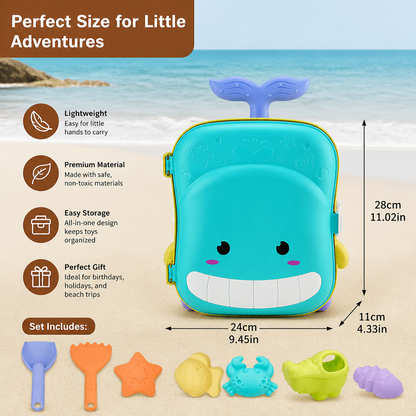 Kids Beach Toy Suitcase with Sand Tools and Hourglass
