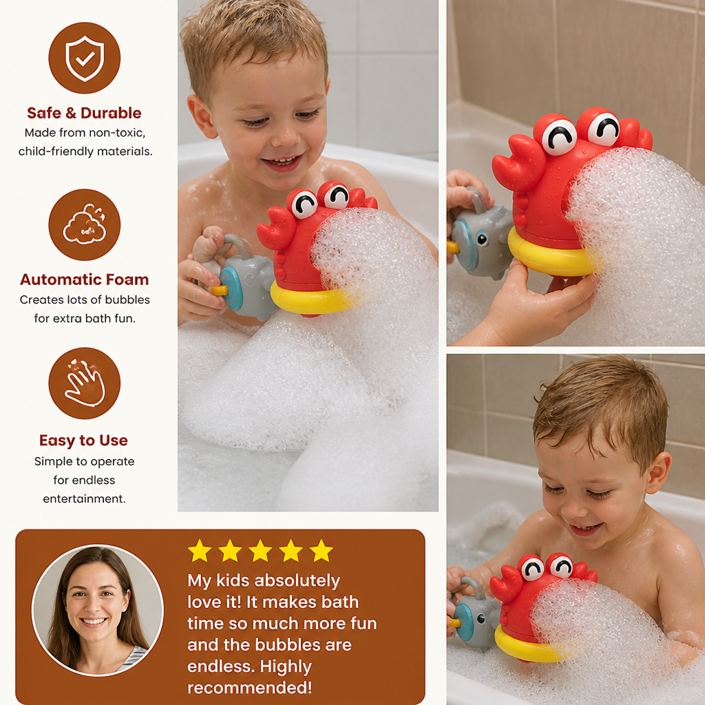 Cute Bubble Bath Toy for Kids – Automatic Foam Maker for Water & Bath Fun