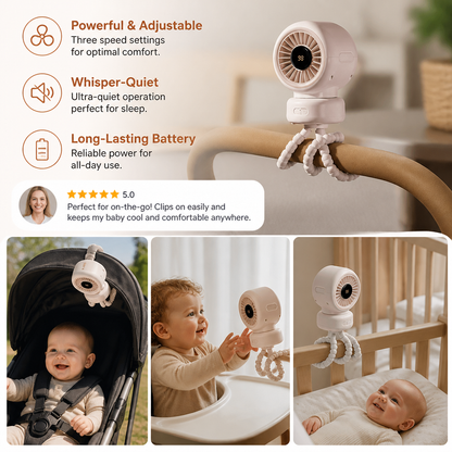 Portable Clip-On Mini Fan for Stroller Crib and Everyday Use