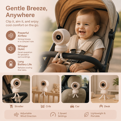 Portable Clip-On Mini Fan for Stroller Crib and Everyday Use