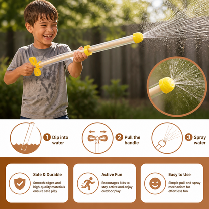 Kids Water Spray Blaster – Handheld Pull Spray Toy for Outdoor Fun