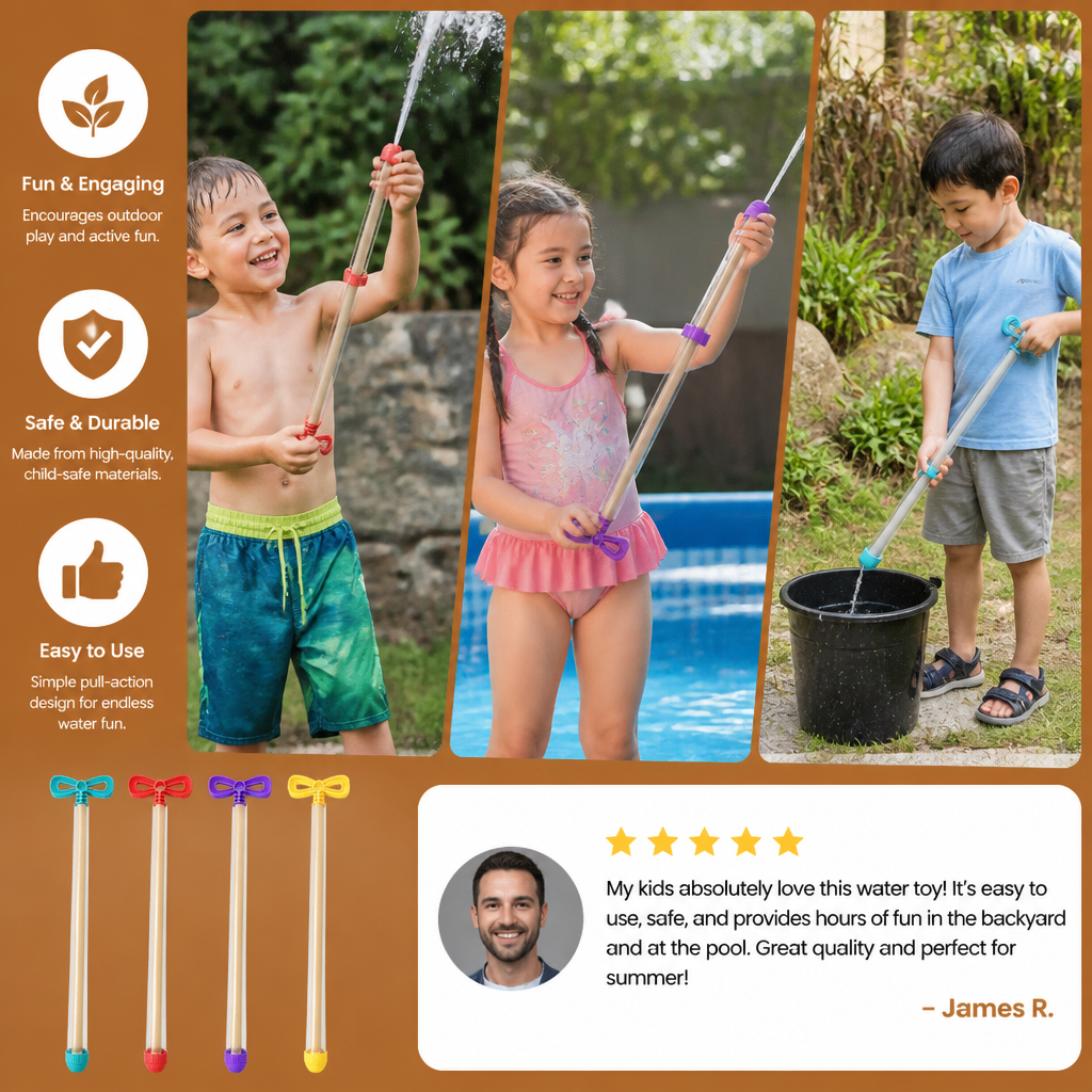 Kids Water Spray Blaster – Handheld Pull Spray Toy for Outdoor Fun