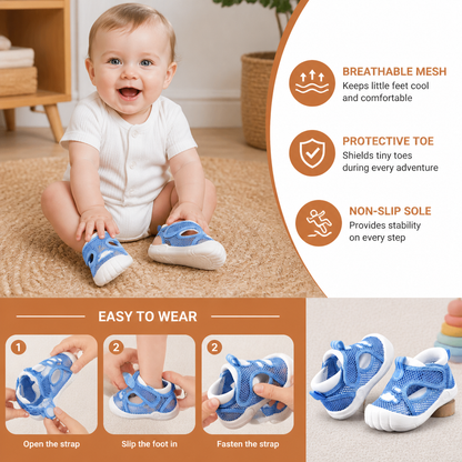 Summer Baby Sandals with Non-Slip Soles and Velcro Fastenings