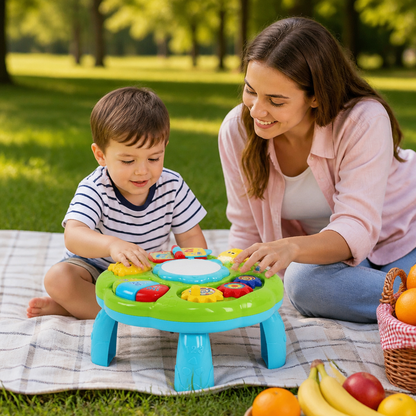 Baby Musical Activity Table Toy with Drum Gears and Animal Sounds