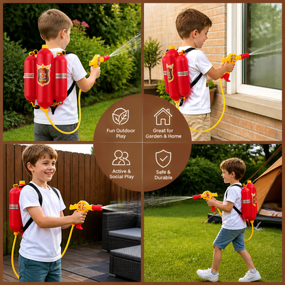 Firefighter Backpack Water Gun Toy for Kids Outdoor Summer Fun