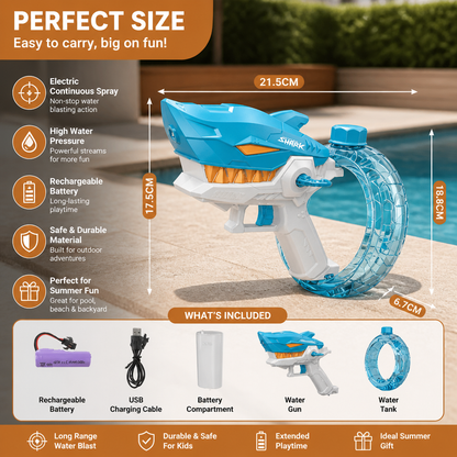Electric Shark Water Gun for Kids – Fully Automatic Water Blaster for Hot Summer Fun