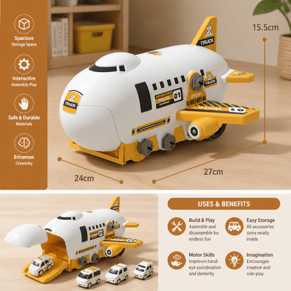 DIY Airplane Transport Truck Playset with Construction Vehicles