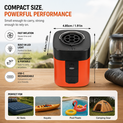 Portable Mini Air Pump with LED Light – Fast Inflate & Deflate