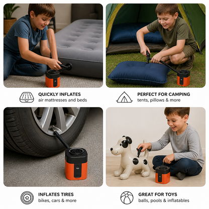 Portable Mini Air Pump with LED Light – Fast Inflate & Deflate
