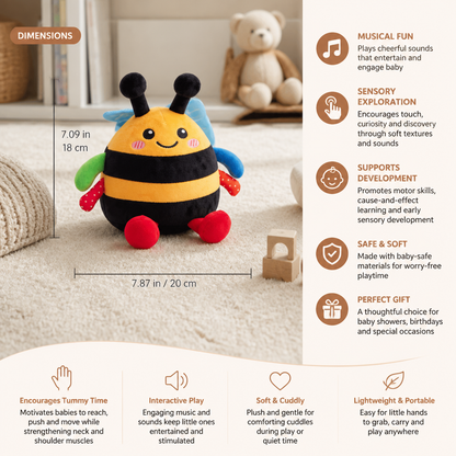 Interactive Musical Tummy Time Bee Plush Toy