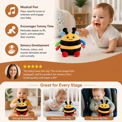 Interactive Musical Tummy Time Bee Plush Toy