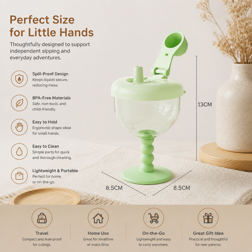 Spill-Proof Baby Straw Training Cup