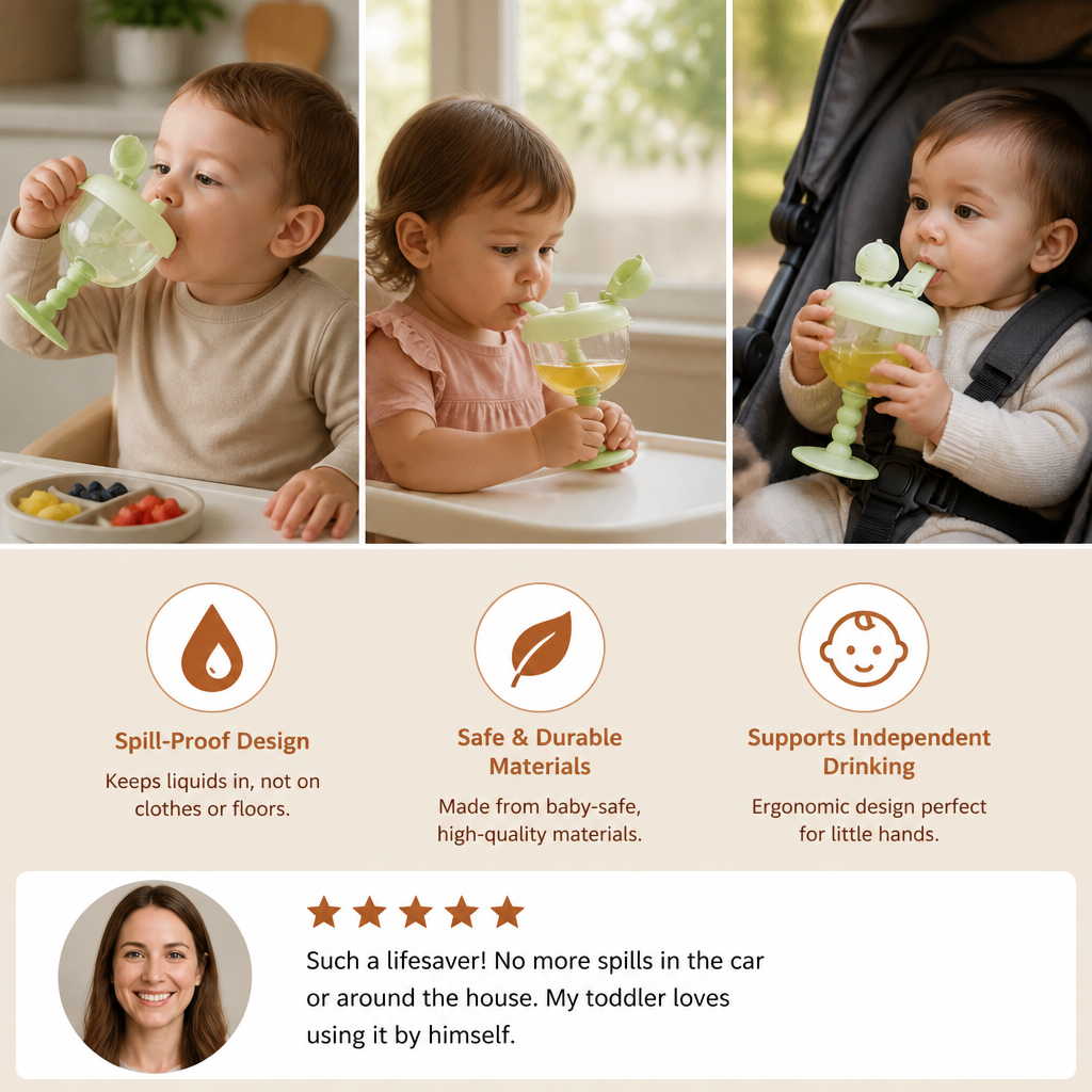 Spill-Proof Baby Straw Training Cup