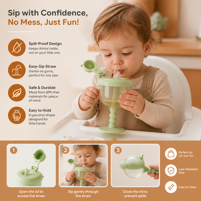 Spill-Proof Baby Straw Training Cup