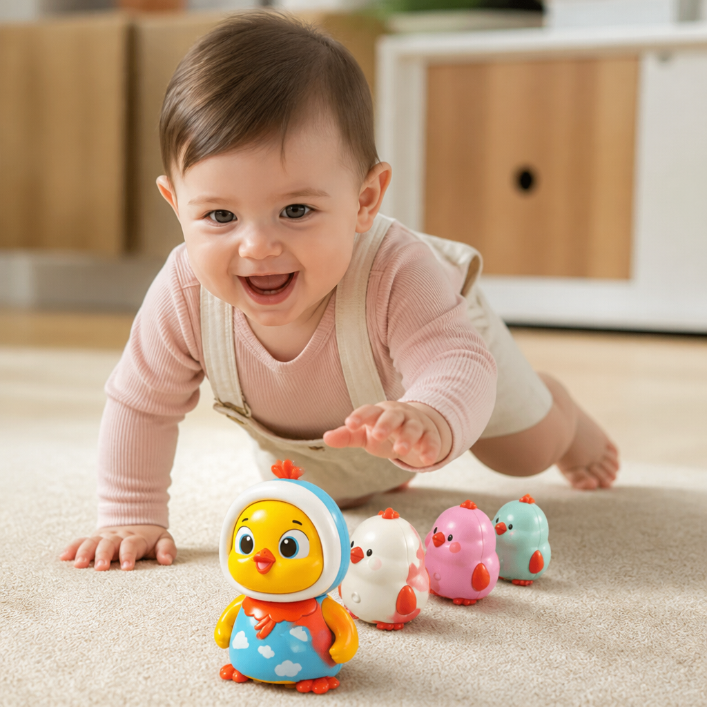 Wobbling Chicken Tummy-Time Toy