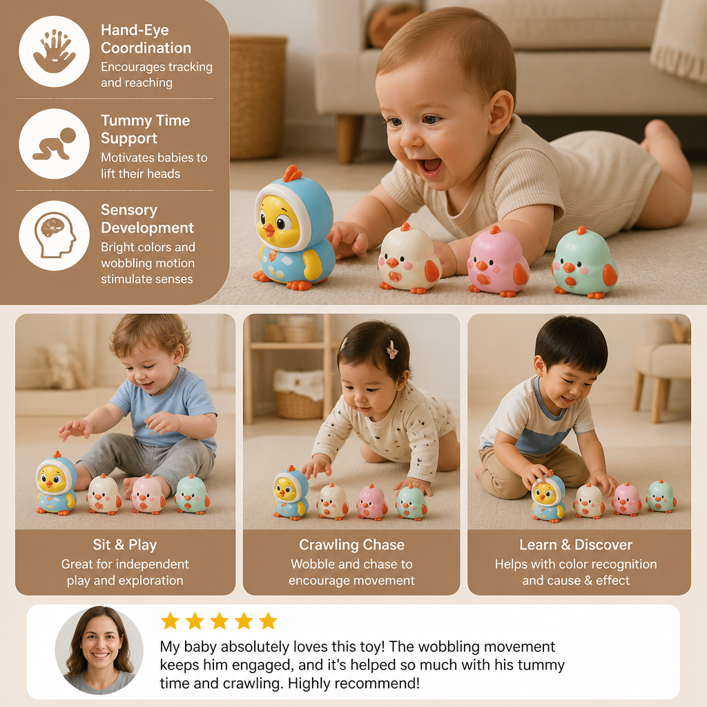 Wobbling Chicken Tummy-Time Toy