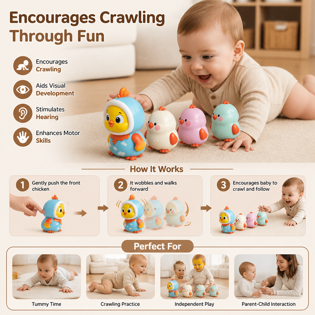 Wobbling Chicken Tummy-Time Toy