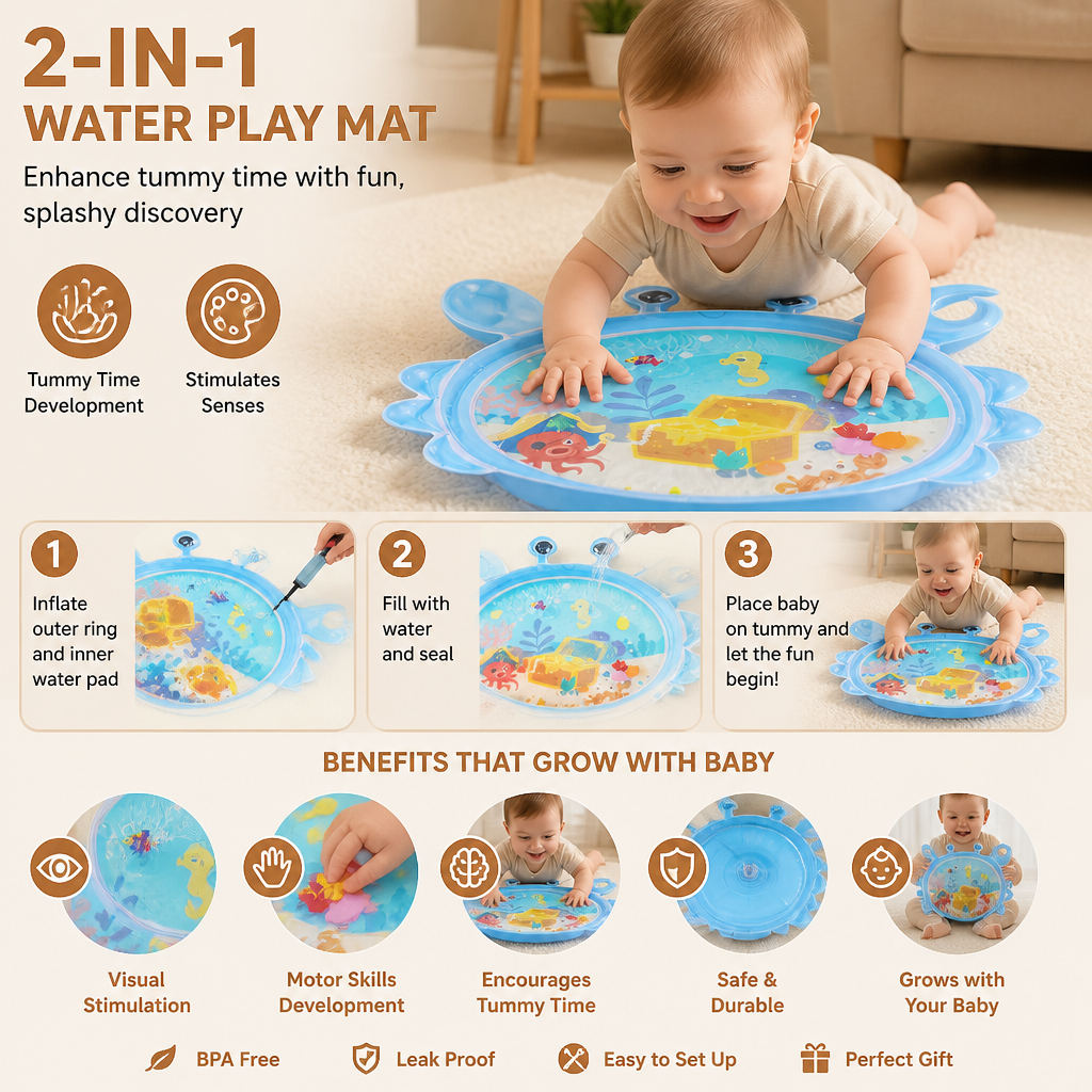 2in1 Interactive Tummy Time Toy & Play Mat