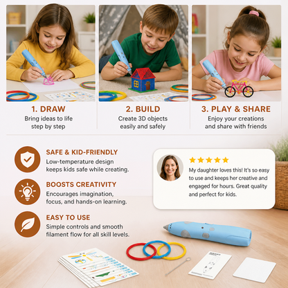 Low-Temperature 3D Pen Set for Kids – Safe DIY STEM Drawing Kit