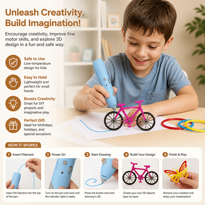 Low-Temperature 3D Pen Set for Kids – Safe DIY STEM Drawing Kit