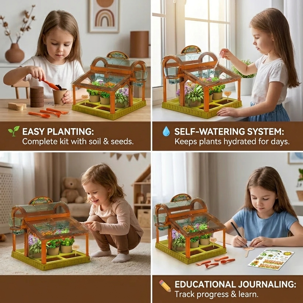 LED Acrylic Kids Greenhouse – Indoor Plant Growing Kit for Learning & Fun