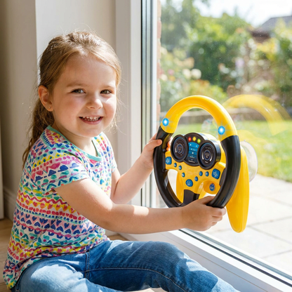 Kids Copilot Steering Wheel Toy with Suction Cup Lights and Sounds