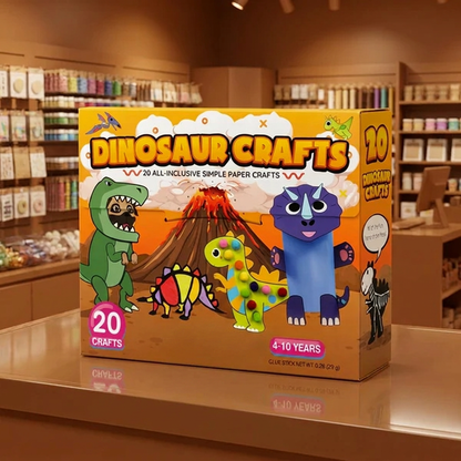 Kids Paper Crafts Box – 20 Easy DIY Arts & Crafts Projects for Ages 3–10 with Glue Stick, Tape & Envelopes
