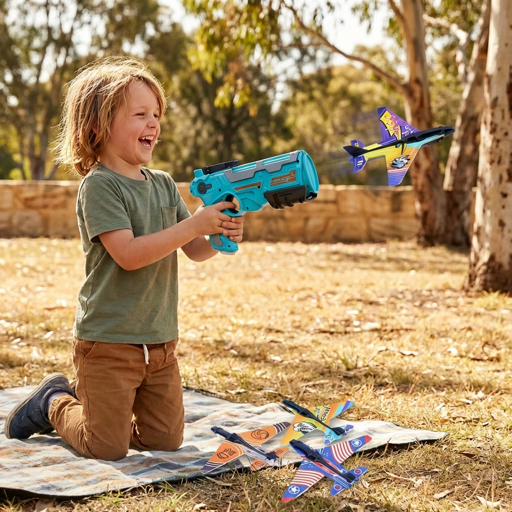 Kids Airplane Launcher – Outdoor Flying Toy Game