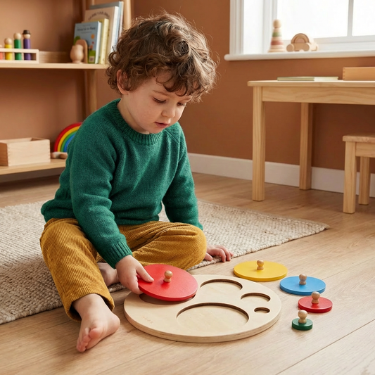 Montessori Wooden Shape Puzzle – Geometry & Color Sorting Learning Toy for Kids