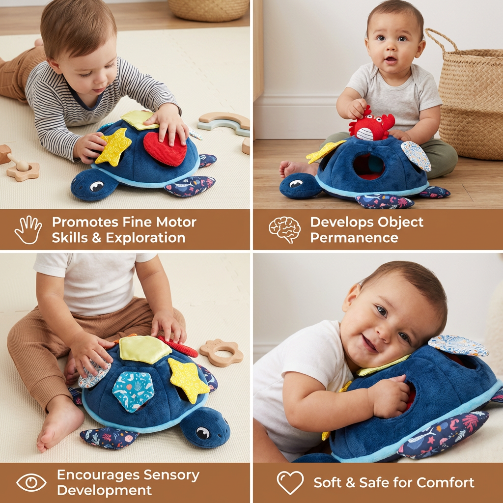Montessori Turtle Activity Toy – Soft Sensory Play for Kids