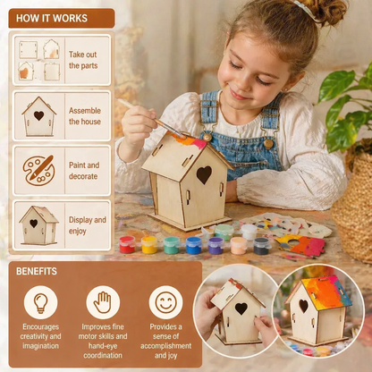 Colorful DIY Wooden Birdhouse Kit for Kids – Paint & Craft Set