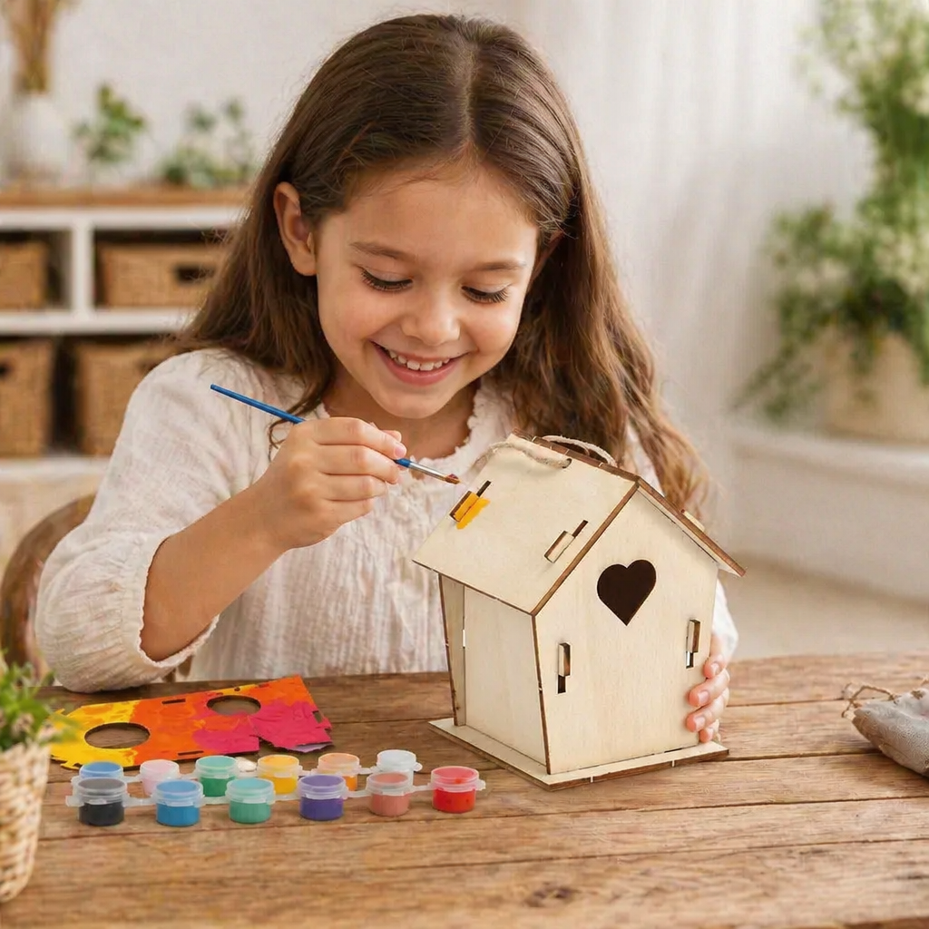 Colorful DIY Wooden Birdhouse Kit for Kids – Paint & Craft Set