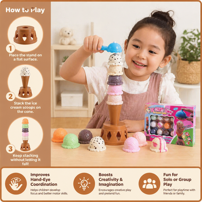 Creative Ice Cream Stacking Game – Fun Balance Game for Kids, Builds Dexterity & Encourages Playful Learning