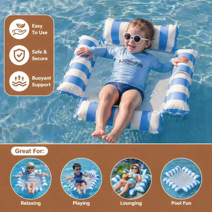Inflatable Pool Seat for Kids – Water Hammock with Mesh Surface