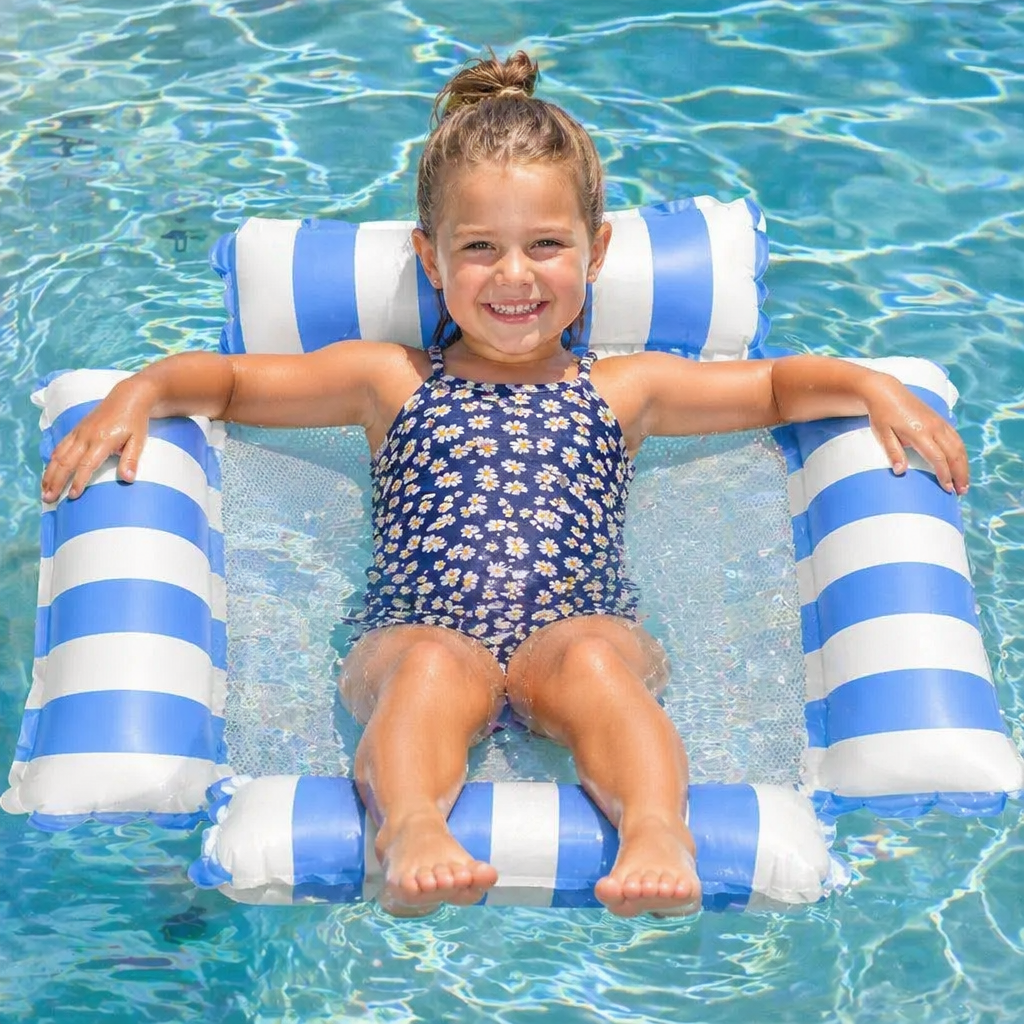 Inflatable Pool Seat for Kids – Water Hammock with Mesh Surface