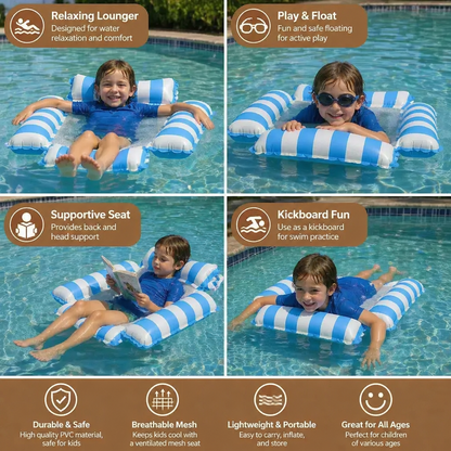 Inflatable Pool Seat for Kids – Water Hammock with Mesh Surface