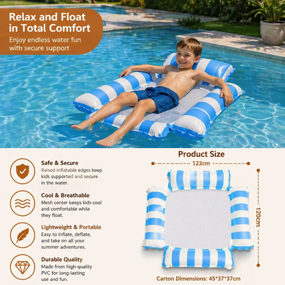 Inflatable Pool Seat for Kids – Water Hammock with Mesh Surface