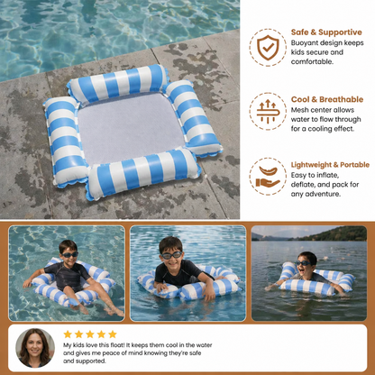 Inflatable Pool Seat for Kids – Water Hammock with Mesh Surface