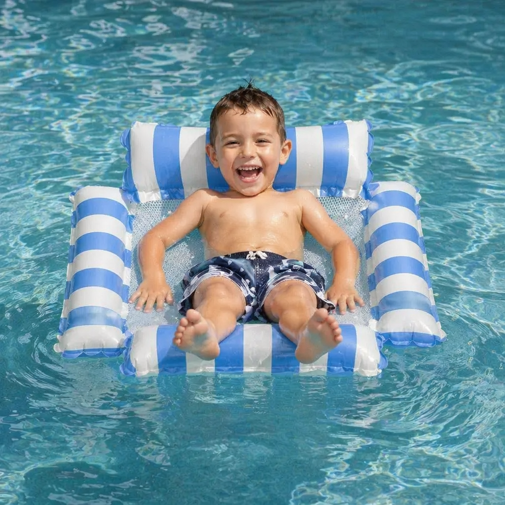 Inflatable Pool Seat for Kids – Water Hammock with Mesh Surface
