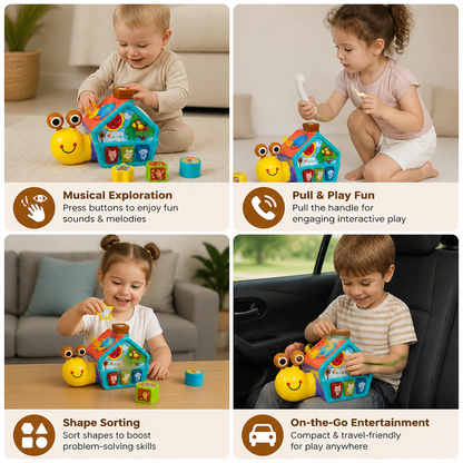 Baby Snail Learning Toy with Phone, Shape Sorter & Animal Sounds
