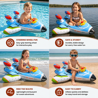 Inflatable Jet Fighter Pool Float with Seat & Steering Wheel